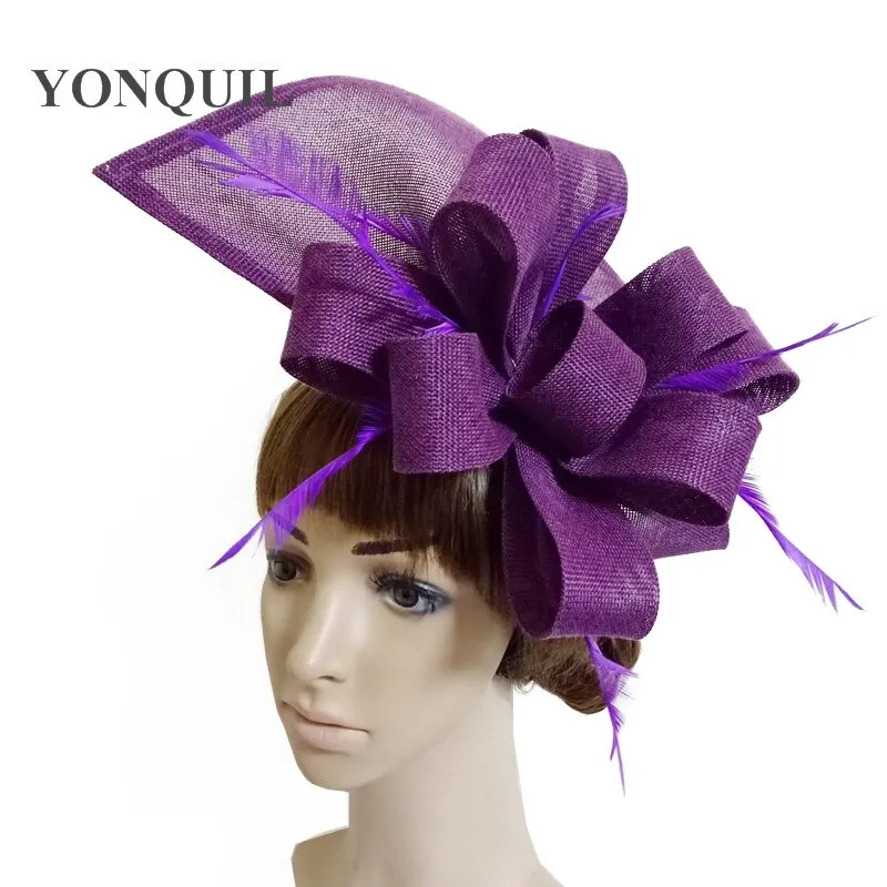 Vintage Big Derby Women Green Fascinators Hats Elegant Female Event Feather Headwear Race Hair Accessories Millinery Hats SYF66