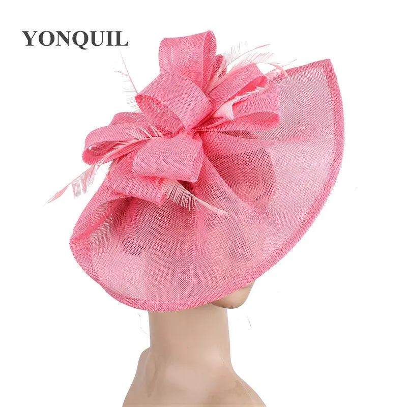 Vintage Big Derby Women Green Fascinators Hats Elegant Female Event Feather Headwear Race Hair Accessories Millinery Hats SYF66