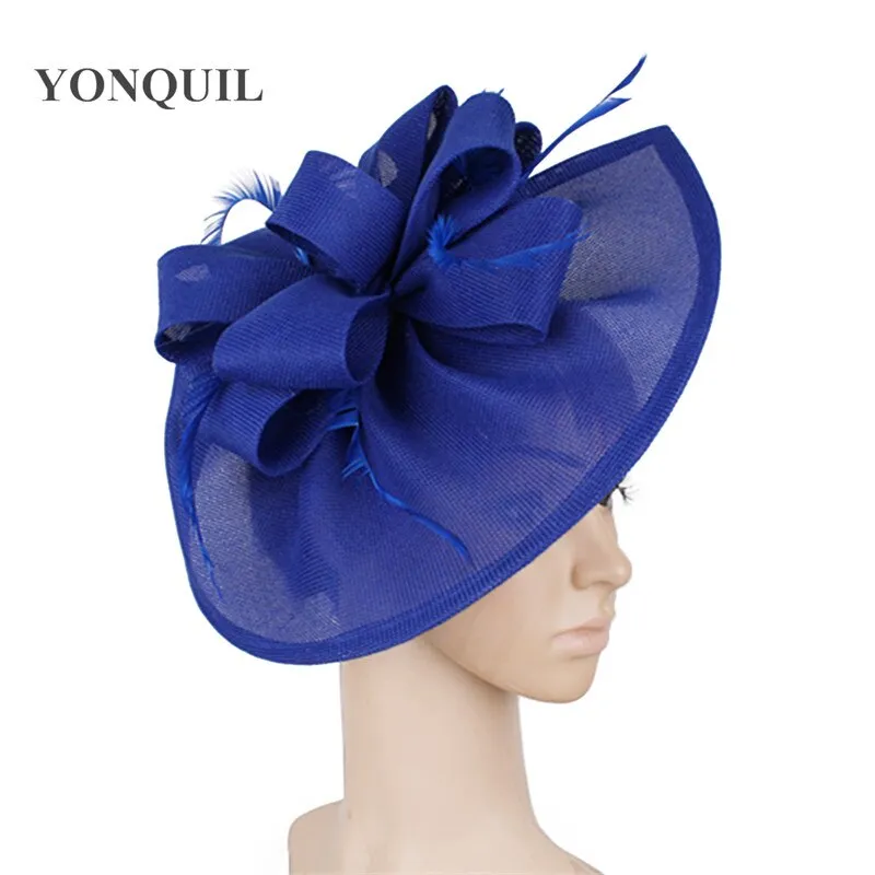 Vintage Big Derby Women Green Fascinators Hats Elegant Female Event Feather Headwear Race Hair Accessories Millinery Hats SYF66