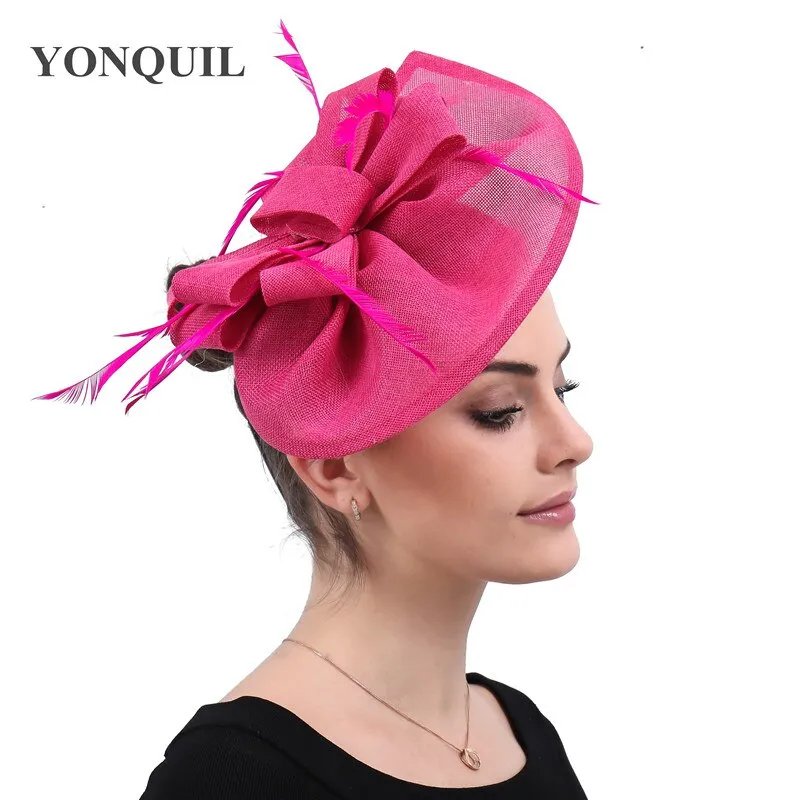 Vintage Big Derby Women Green Fascinators Hats Elegant Female Event Feather Headwear Race Hair Accessories Millinery Hats SYF66