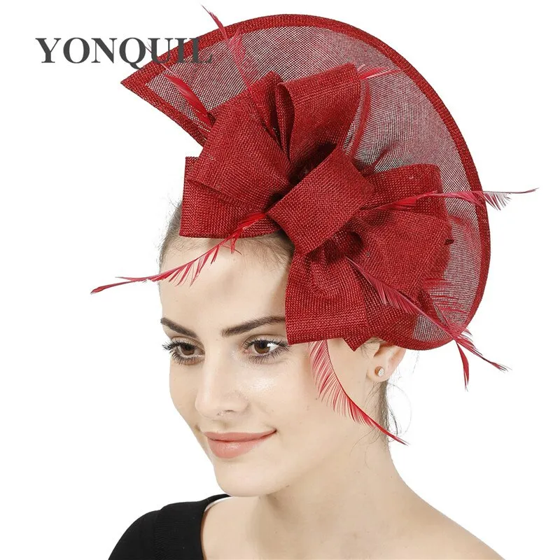 Vintage Big Derby Women Green Fascinators Hats Elegant Female Event Feather Headwear Race Hair Accessories Millinery Hats SYF66