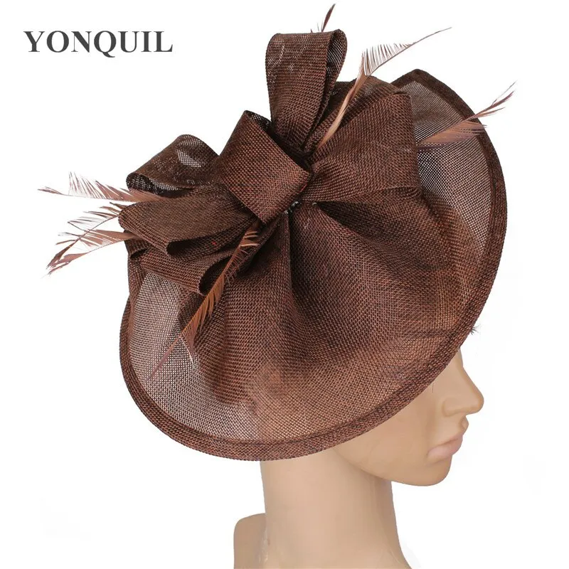 Vintage Big Derby Women Green Fascinators Hats Elegant Female Event Feather Headwear Race Hair Accessories Millinery Hats SYF66