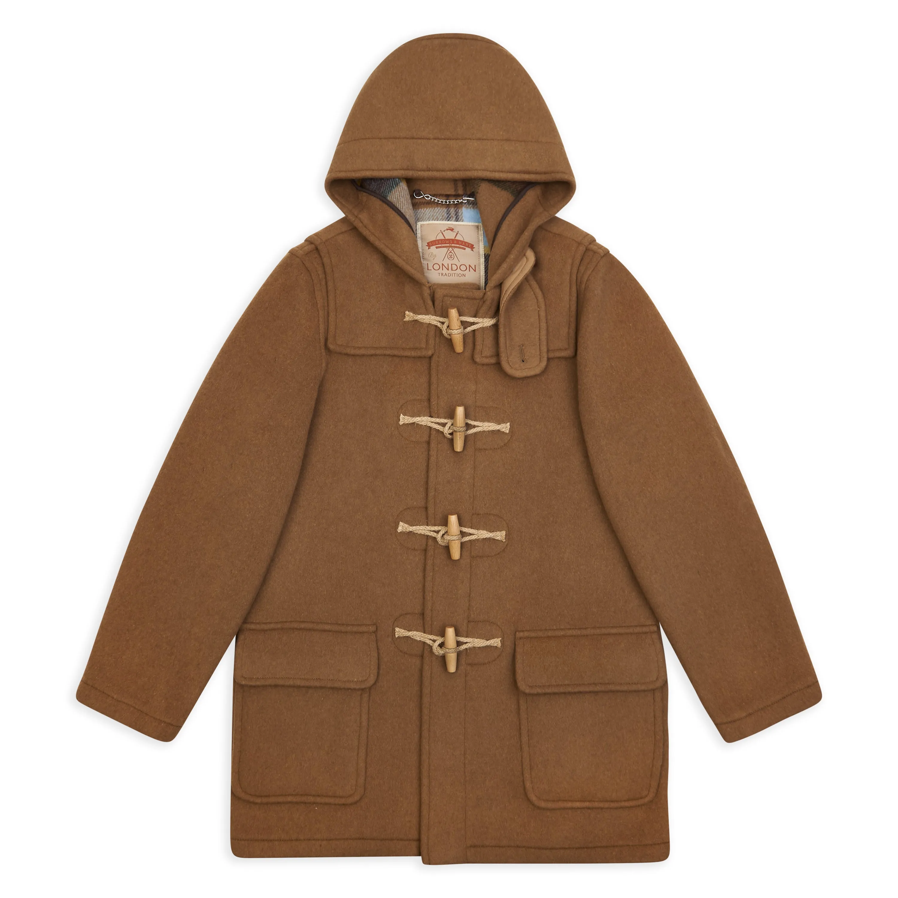 Water Repellent Wool Duffle Coat - Brown