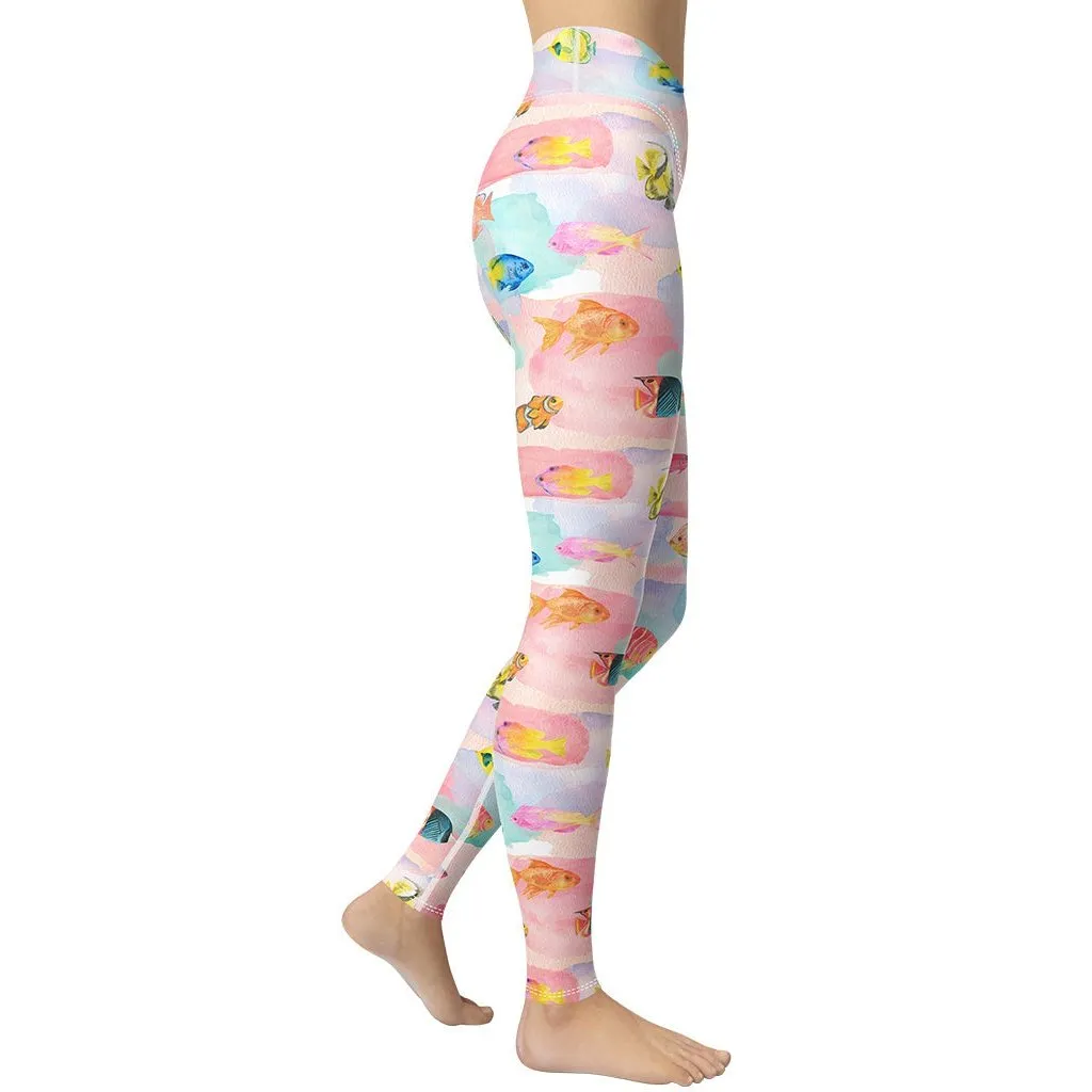 Watercolor Fish Yoga Leggings