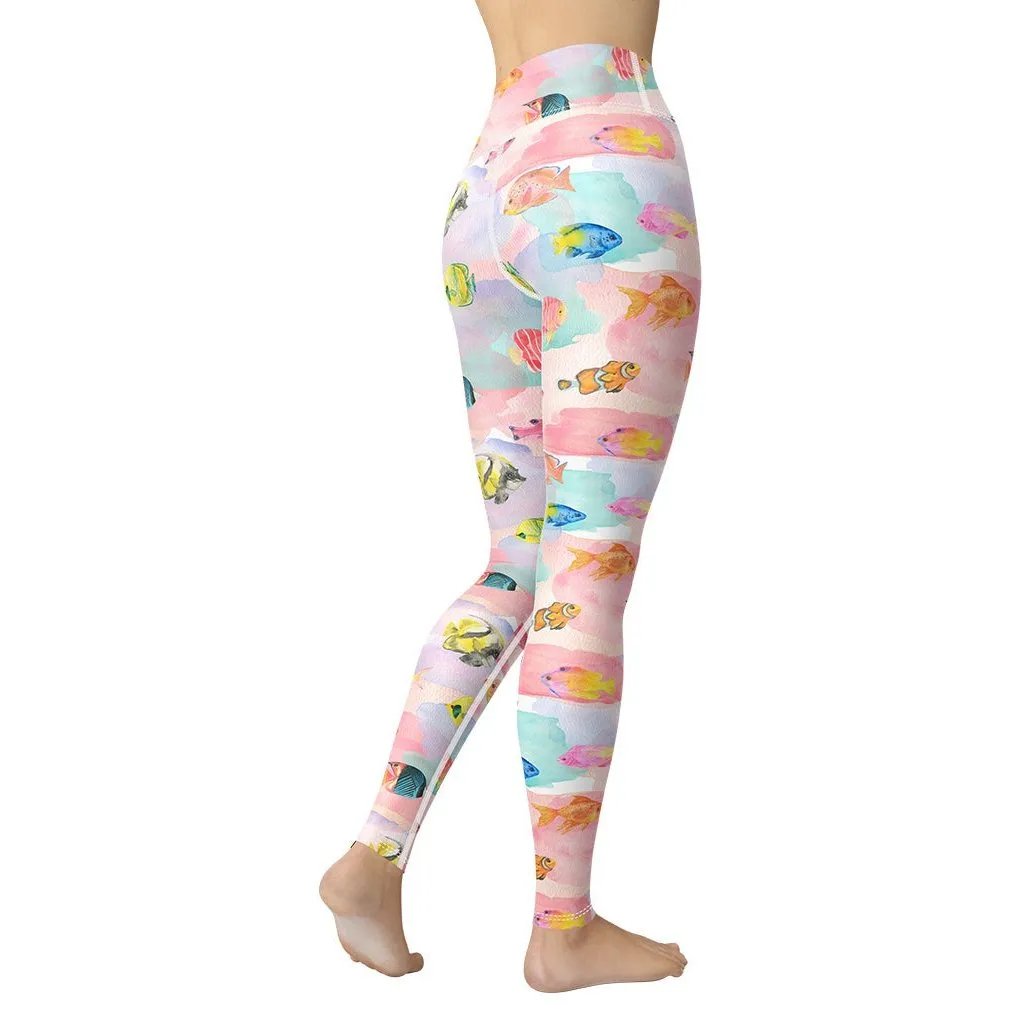 Watercolor Fish Yoga Leggings