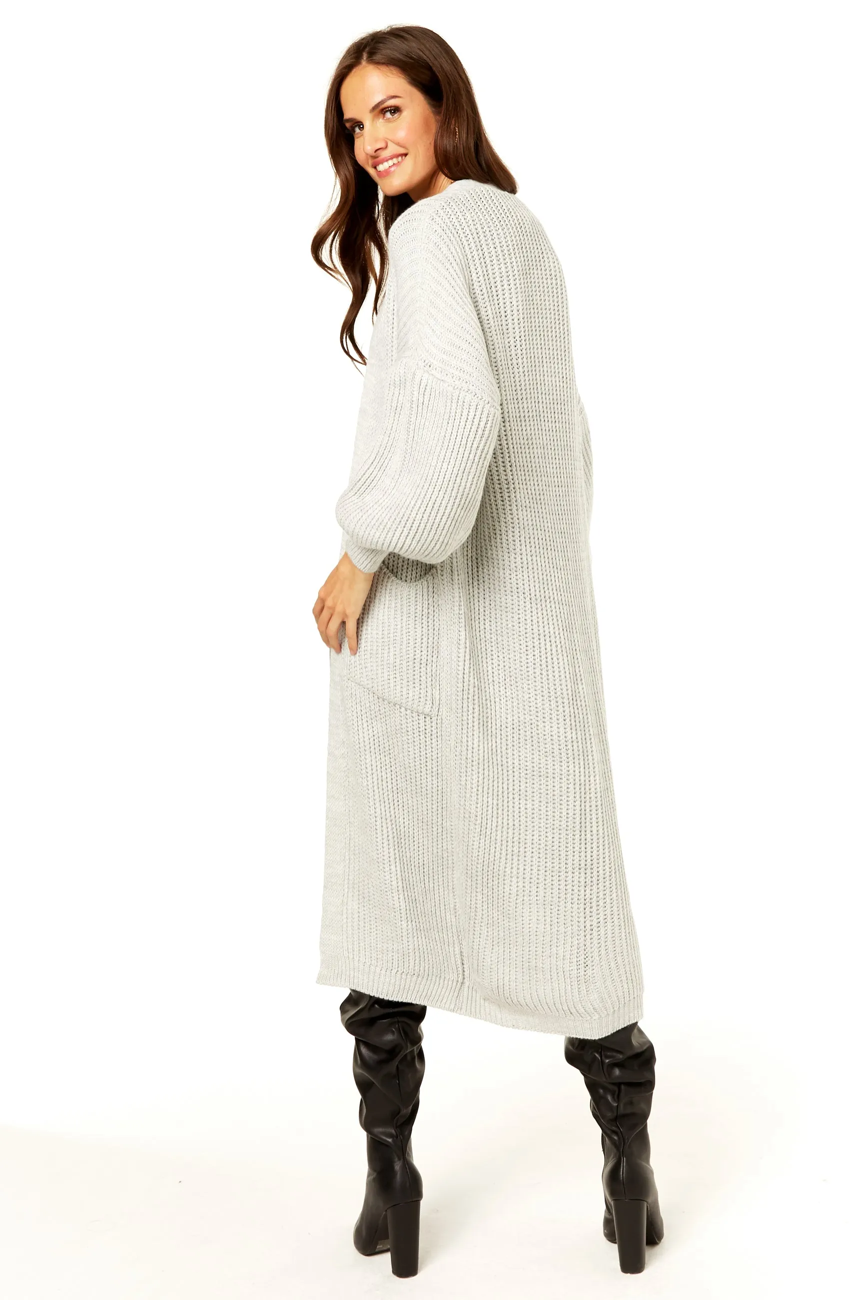 White Long Knitted Cardigan