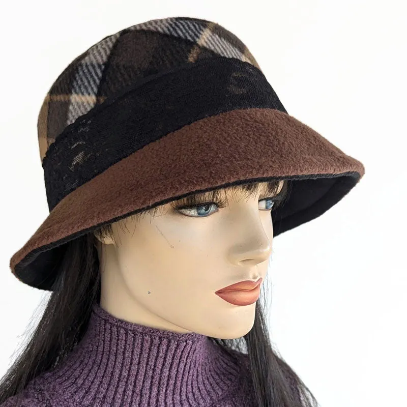 Winter Bucket Hat, with lace trim, assorted colors and fabric combos