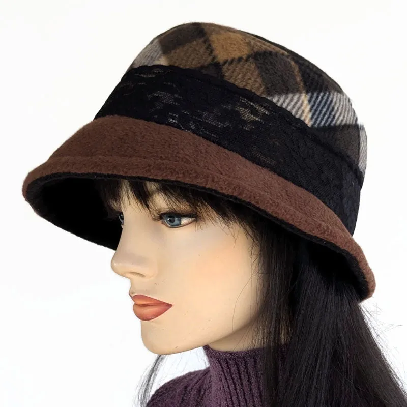 Winter Bucket Hat, with lace trim, assorted colors and fabric combos