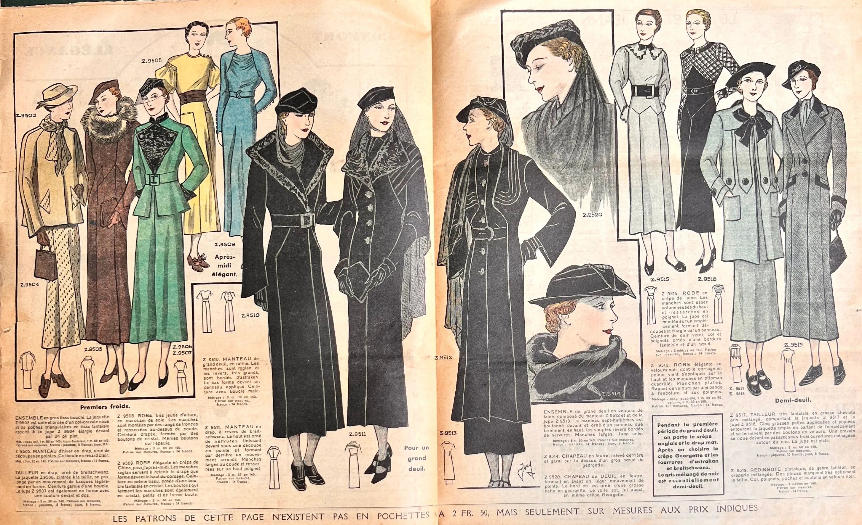 Winter Fashions incl. Mourning Coats and Childrens Toys in November 1935 Women's Paper Le Petit Echo de la Mode