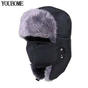 Winter Hat Bomber Hats For Men Women Outdoor Thickening Cotton Fur Winter Earflap Keep Warm Snow Caps Russian Ski Bomber Hats