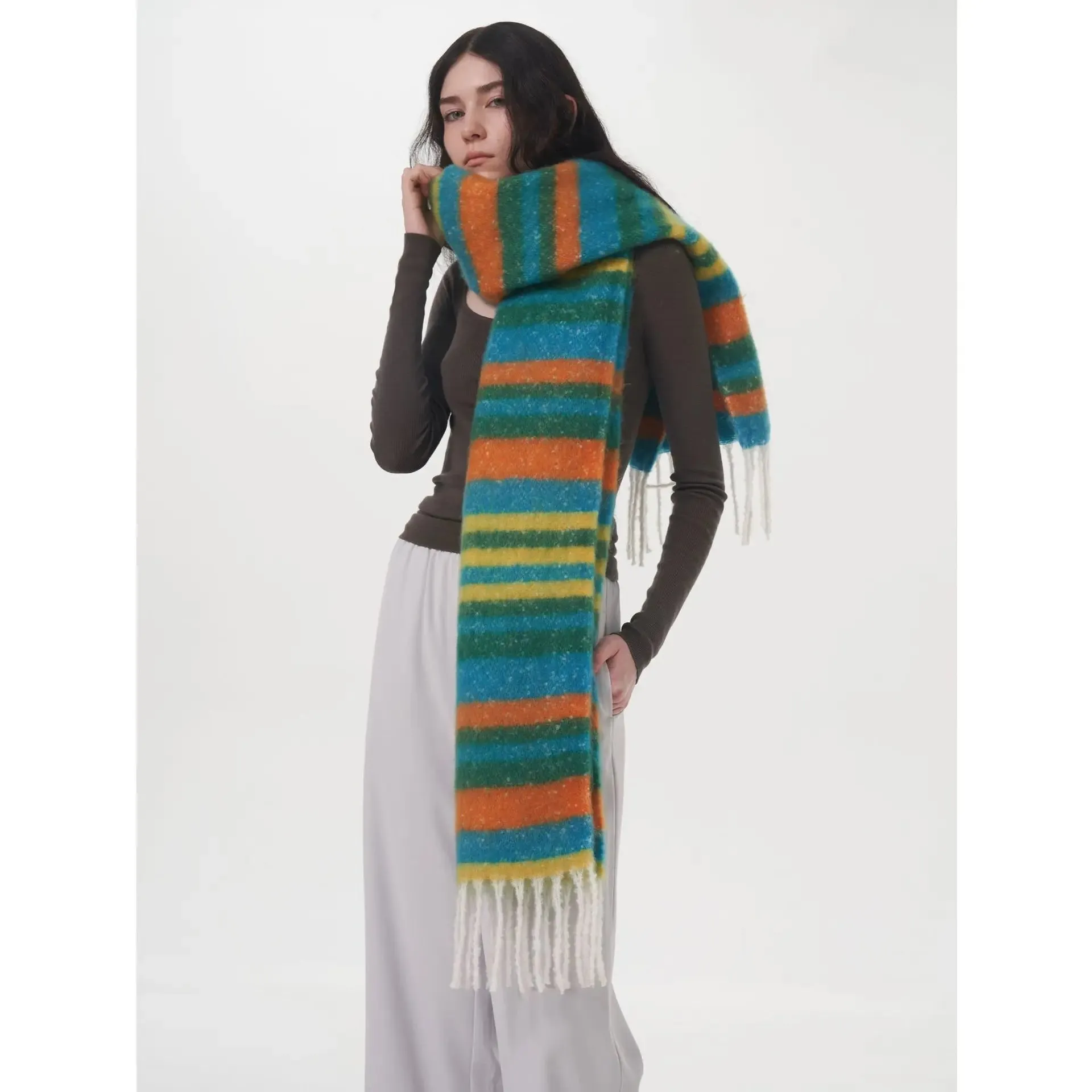 Winter New Wind Warm Thick Dopamine Cashmere Long Muffler Scarf