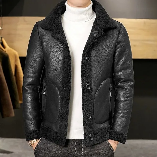 Winter Warm Wool Jacket Men's Granular Wool Fabric Reversible Wool Jacket S4177378