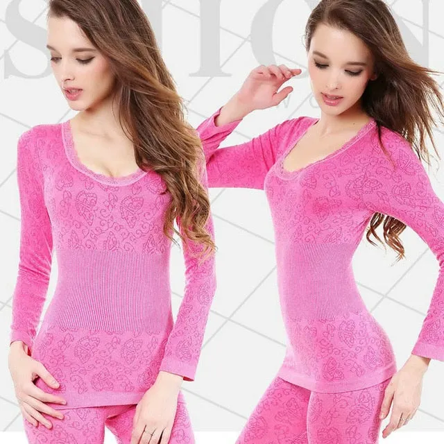 Women's Alluring Elastic Fashionable Comfortable Long Johns Thermal Set