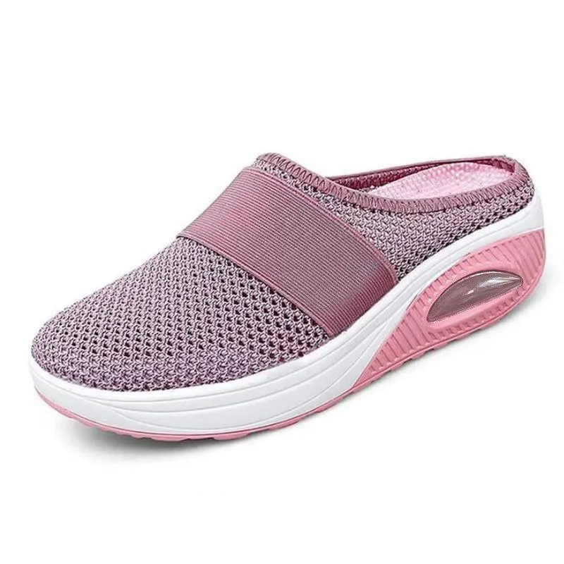 Women's closed toe hollow slip on slides casual walking shoes