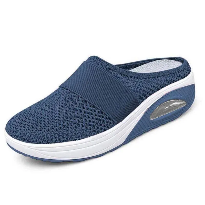 Women's closed toe hollow slip on slides casual walking shoes