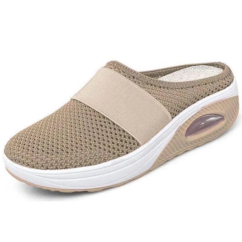 Women's closed toe hollow slip on slides casual walking shoes