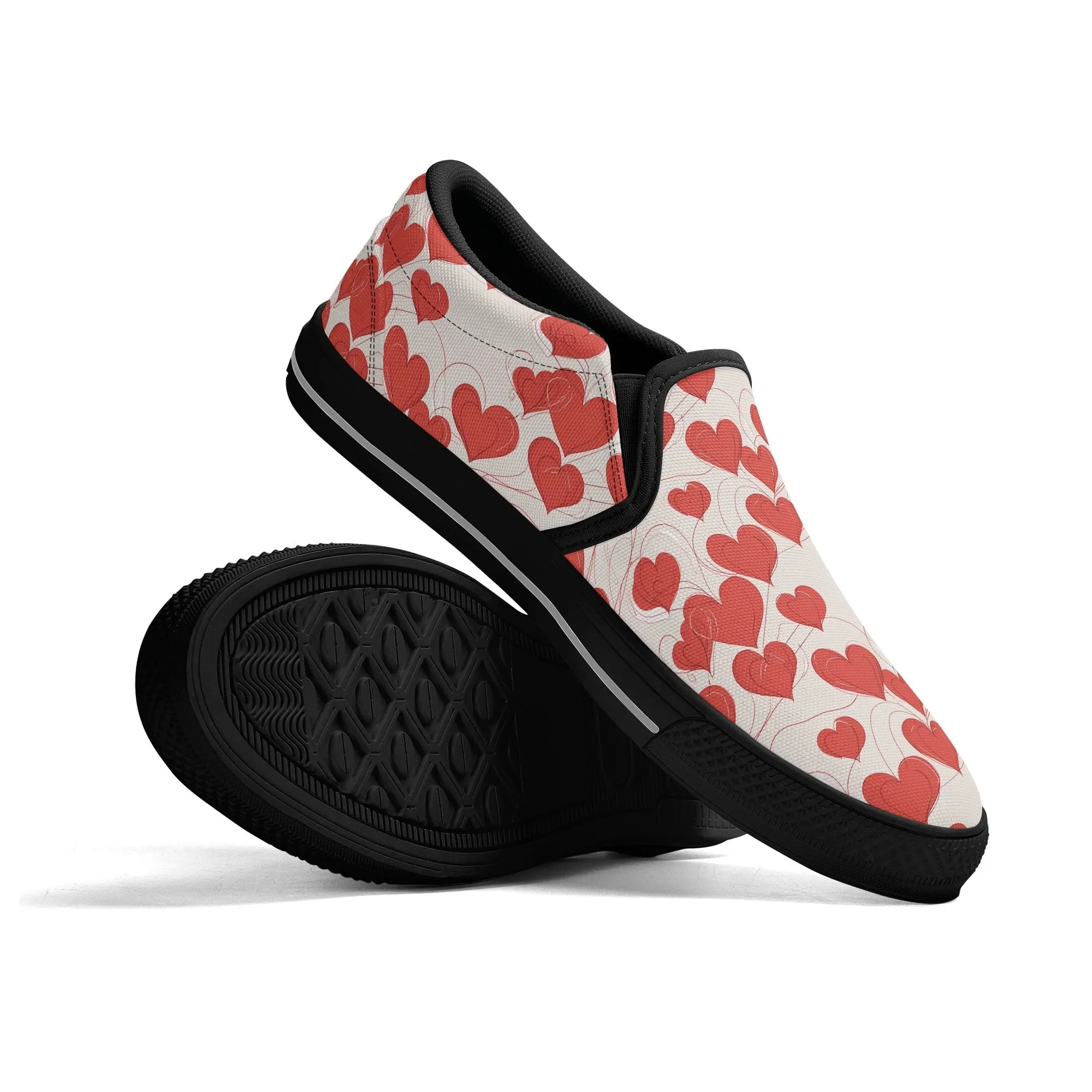 Womens Minimal Hearts Rubber Slip On Shoes