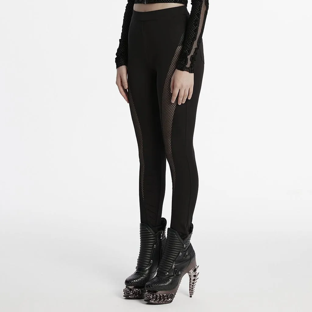 Women's Punk Mesh Splice Leggings