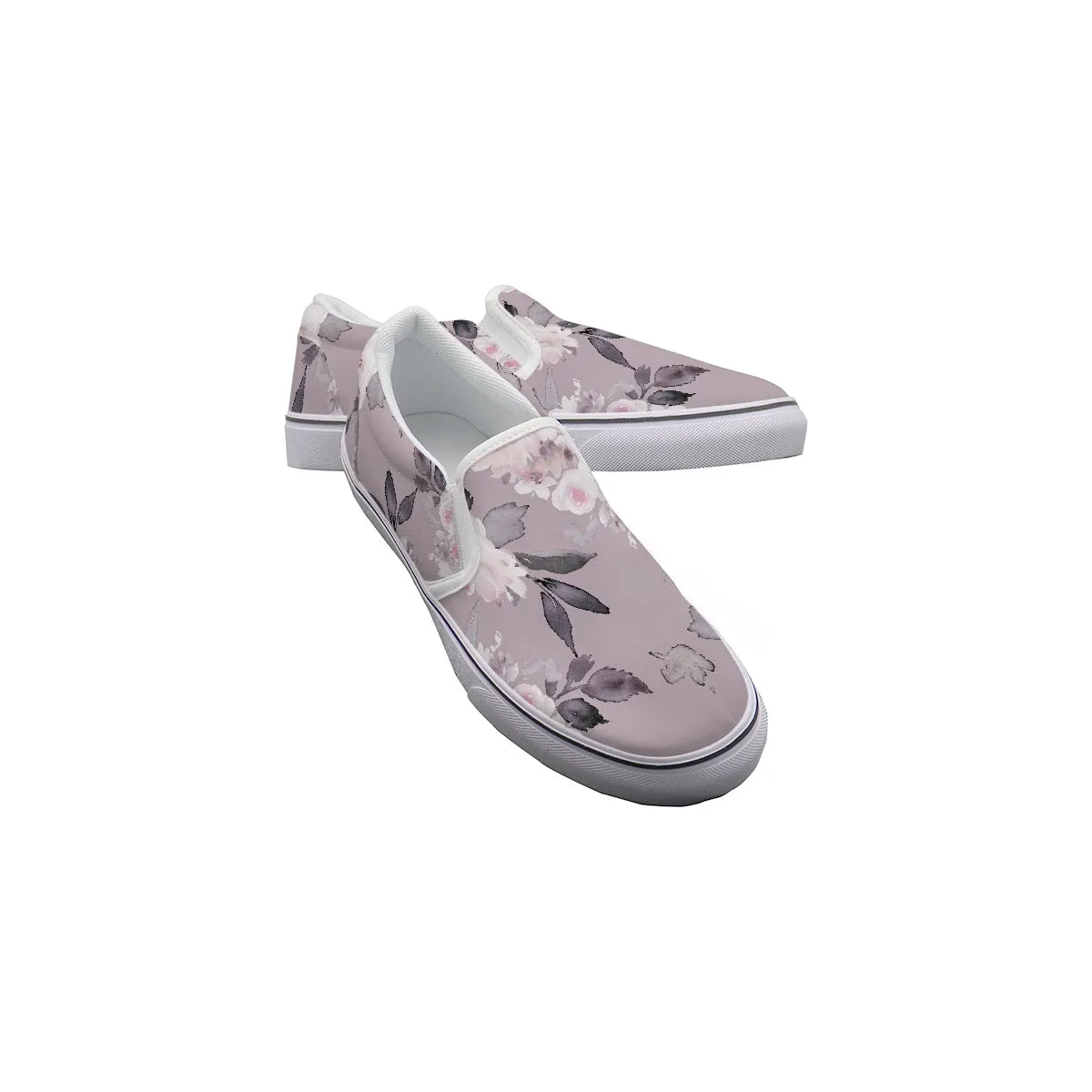 Women's Slip On Sneakers lavender leaf print