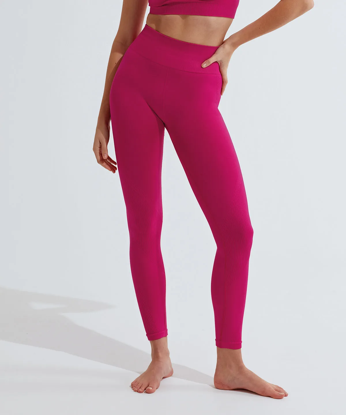 Womens TriDri® seamless 3D fit multi-sport sculpt solid colour leggings | Fuchsia