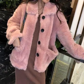 Women's Winter Buttoned Thick Warm Faux Fur Coat