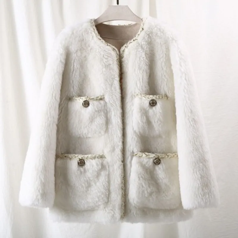 Women's Winter Casual Wool Loose Short O-Neck Coat