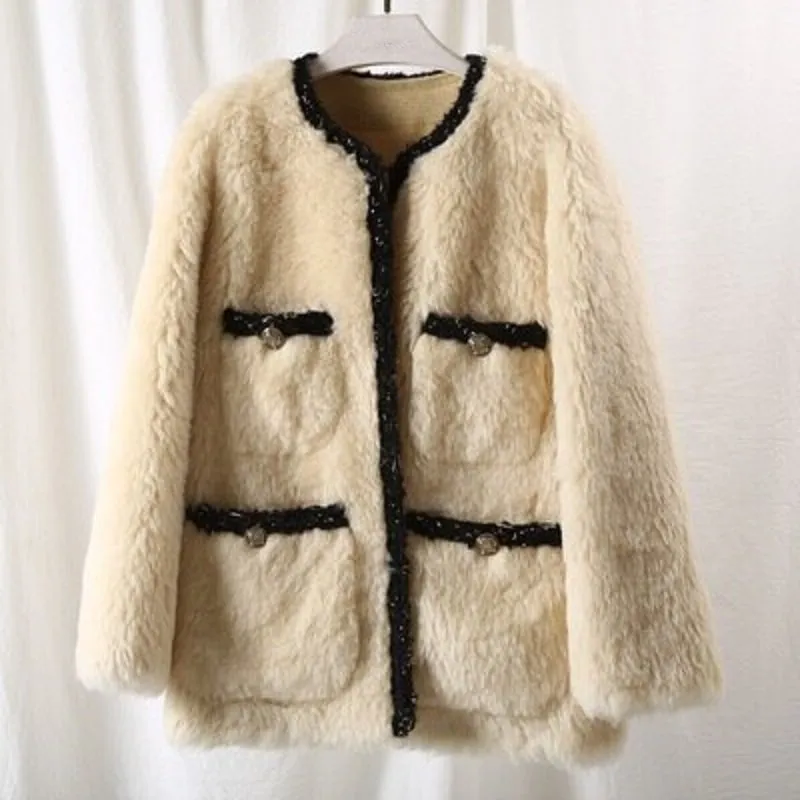 Women's Winter Casual Wool Loose Short O-Neck Coat